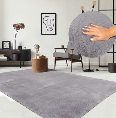 the carpet RELAX – Extra Zacht & Wasbaar Vloerkleed tot 30°C met Antislip Onderzijde – Fluweelachtige Structuur – Voor Slaapkamer of Woonkamer – Grijs, 80 x 300 cm