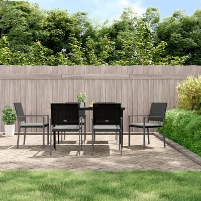 vidaXL - Tuinstoelen - 6 - st - met - kussens - 54x62,5x89 - cm - poly - rattan - zwart