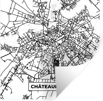 Muurstickers - Sticker Folie - Kaart – Plattegrond – Châteauroux - Frankrijk – Stadskaart - Zwart wit - 100x100 cm - Plakfolie - Muurstickers Kinderkamer - Zelfklevend Behang XXL - Zelfklevend behangpapier - Stickerfolie