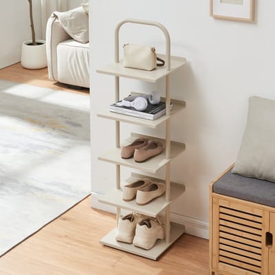 Schoenenrek Poytya met 5 planken chamapgne 119x34x32 cm [en.casa]