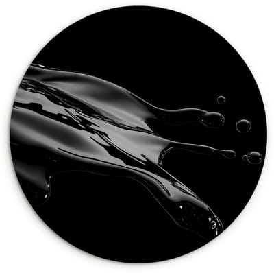 WallCircle® Wandcirkel 120x120 cm - Muurcirkel Zwart - Splash - Water - Muurdecoratie woonkamer - Wanddecoratie slaapkamer - Kamer decoratie accessoires - Ronde schilderijen XXL