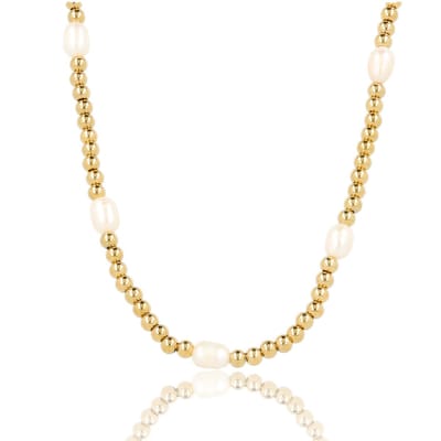 My Bendel - Goudkleurige Kralenketting met Echte Zoetwater Parels - met Luxe Cadeauverpakking | Sieraden Voor Dames