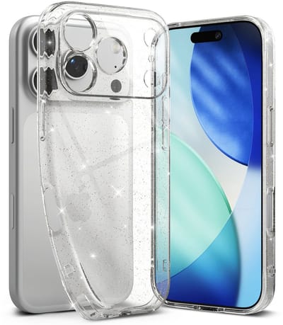 Ringke Air | Hoesje Geschikt voor Apple iPhone 17 Pro Max | Back Cover Flexibel TPU | Militaire Standaard | Glitter Transparant