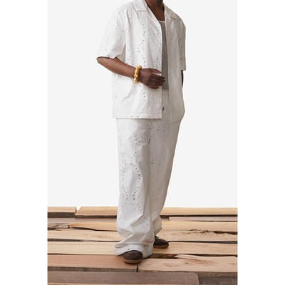 Daily Paper White Kovan Lace Shirt Maat: XS | Poloshirts Outlet | Heren | Wit