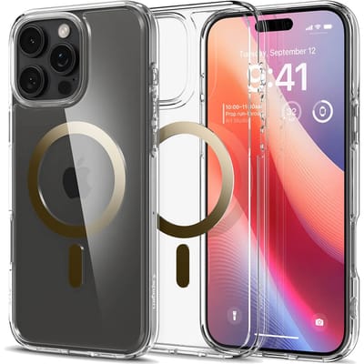Spigen Ultra Hybrid MagFit - Hoesje Geschikt voor Apple iPhone 16 Pro Max - Compatibel met MagSafe - Back Cover Goud