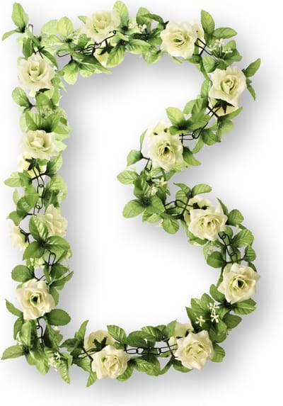 Basil Roses Flower Garland Bloemenstreng -  Met Rozen - Wit