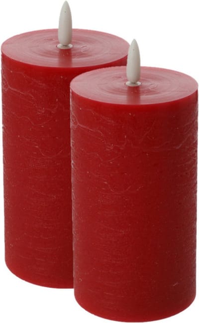 Cepewa LED kaars - 2x - rood - D7,5 x H12,5 cm -met timer