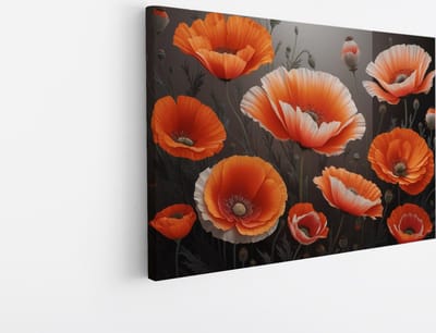Saammp Canvas Schilderij - Oranje - Abstract - Bloemen - Natuur - 45x30 - Foto op canvas - Wanddecoratie - Muurdecoratie Woonkamer - Kantoor Decoratie
