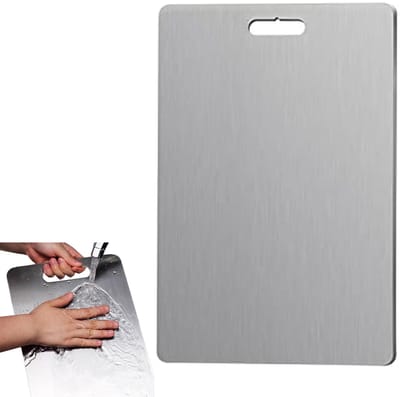 Wishdor Premium SUS-304 RVS Snijplank - Anti-Slip - Dubbelzijdig Kneedbord - 36x25 cm - Zilver