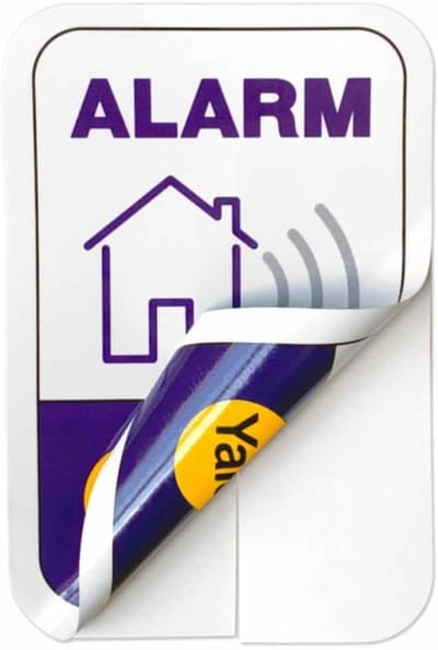 Alarm Raamstickers - Waarschuwingsstickers Beveiliging - Huis Beveiligen - Dubbelzijdig Zichtbaar - 5 stuks 90x60 mm - Wit