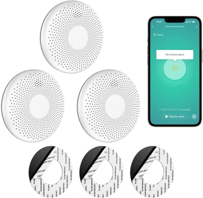 SAVS CS11W Slimme combimelder met wifi 3-pack - Tuya Smart Home app - Rook en koolmonoxide - 10 Jaar batterij - Geen LED lampje - Rookmelder en koolmonoxidemelder met extra dun design - Rook én CO melder - Montage zonder boren