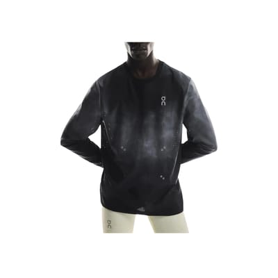 On Pace Mesh Logo Print Hardloop Sneldrogend Lange Mouw T-shirt Heren tops Zwart 1MF10730553 M black