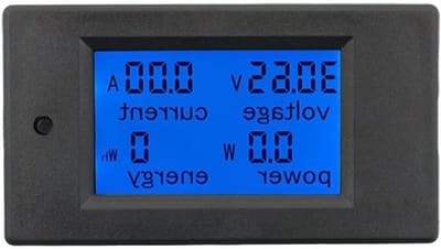 Energie Meter - Stroom Monitor - Verbruik Meten - Digitaal LCD Display - DC 20A - Zwart