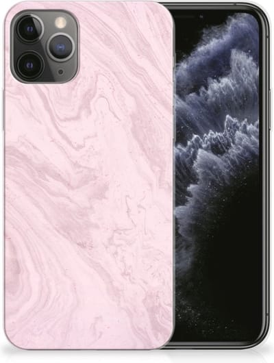 Apple iPhone 11 Pro TPU Siliconen Hoesje Marble Pink - Origineel Cadeau Vriendin
