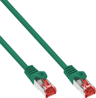 InLine® Patchkabel, S/FTP (PiMf), Cat.6, 250 MHz, PVC, koper, groen, 0,5m