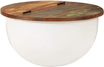 Salontafel - Bijzettafel - Woonkamer Meubel - Gemaakt van gerecycled hout - 50x27 cm - Wit