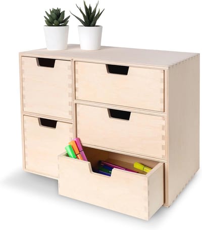Mini Houten Opbergkist met 5 Laden | Multifunctionele Organizer voor Decoratie en Creatieve Projecten | 36 x 20 x 28.5 cm