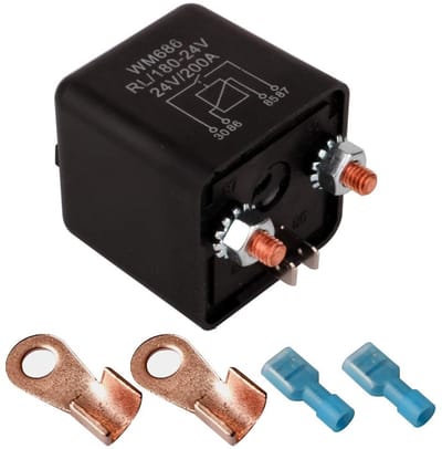 Dailygoody - Autorelais - 200 Ampere - Heavy Duty - 24V DC - Split Charge Relais - Geschikt voor Auto Vrachtwagen Motor Boot - 2Pin Voetafdruk