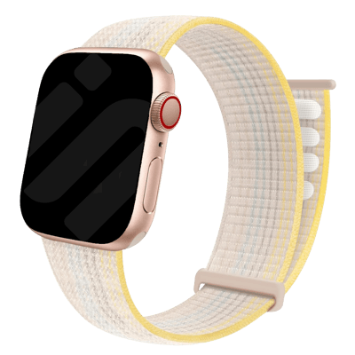 Strap-it Nylon Loop band - Geschikt voor Apple Watch -Series 1/2/3/4/5/6/7/8/9/10/11/SE/SE2/SE3/Ultra (2/3) - Sterrenlicht/Starlight mix - Nylon bandje met klittenband - Stof iWatch bandje voor grote maat: 42 mm 44 mm 45mm 49 mm
