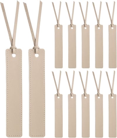Boekenleggers, gepersonaliseerde handgemaakte bladwijzers met leren touw voor boekenliefhebbers, lezers, schrijvers, accessoires voor mannen en vrouwen, beige