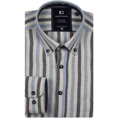 Giordano Overhemd Brando Soft Mélange Flanel Stripe Herringbone Navy / male