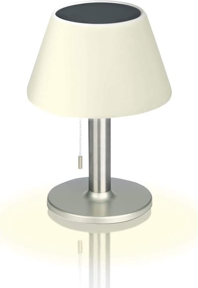 MAXXmee LED Solar Tafellamp Binnen & Buiten | Afhankelijk van de lichtsterkte tussen 4-8 uur lichtduur | Warm wit LED licht [Zilver]