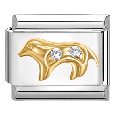 Quiges - Schakel - Bedel - 9mm - charms - Gouden - cz - Hond - Geschikt voor - armband - Schakelarmband - italy bedels armband