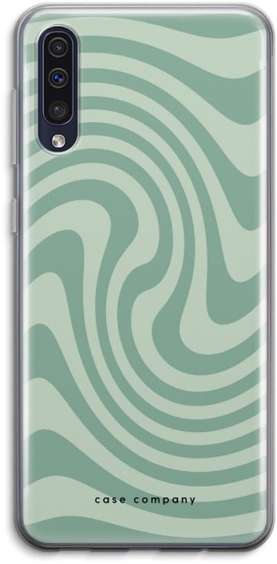 Case Company® - Hoesje geschikt voor Samsung Galaxy A50 hoesje - Swirl Groen - Soft Cover Telefoonhoesje - Bescherming aan alle Kanten en Schermrand