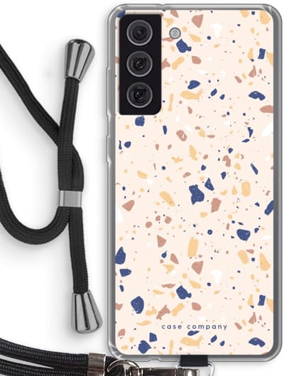 Case Company® - Hoesje met koord geschikt voor Samsung Galaxy S21 FE hoesje met Koord - Terrazzo N°23 - Telefoonhoesje met Zwart Koord - Bescherming aan alle Kanten en Over de Schermrand