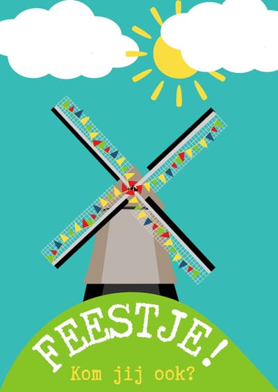 Lise Schrijft | Uitnodiging Kinderfeestje | Duurzaam | Jongen | Meisje | 15 ECO-kaarten | Molen | met leuke duurzame SLUITSTICKER | inclusief witte duurzame ENVELOP | FSC Mix credit, EU Ecolabel, ECF gecertificeerd