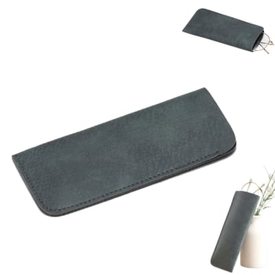 1 stuk - Brillenopbergtas - Zachte leren brillenetui - Etui voor leesbrillen - Waterdichte leren etui - Draagbare brillenetui - Opvouwbare brillenetui - Blauw - 15,3*7*3 cm - Geschikt voor leesbrillen, zonnebrillen, unisex