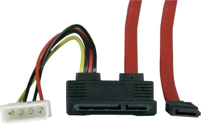 DELTACO SATA-05C, Slim SATA naar 2p Molex 5v + SATA 7p haaks - 50cm