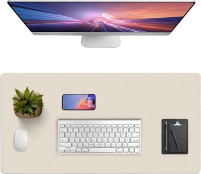 Multifunctionele Bureau Onderlegger 120 x 43 cm, Waterdicht en Gemakkelijk Schoon te Maken, Antislip Desk Mat voor Thuis en Kantoor (Zacht Geel)