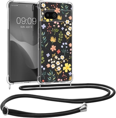 kwmobile telefoonhoesje geschikt voor Google Pixel 8a - Hoesje met telefoonkoord - Back cover voor smartphone - Case in geel / groen / transparant