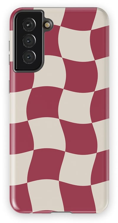 Checkered Warp Hoesje Samsung Galaxy S21 Plus | Geschikt Voor Mag | Uniek Design Hoesje | Beschermhoes Samsung Galaxy S21 Plus Crimson Wave