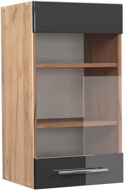 Keukenkast Hangend - Wandkast Keuken - Keuken Opbergen - Soft-close Scharnieren - 40 cm Breed - Antraciet Hoogglans