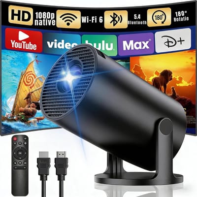 QORA® Draagbare beamer - Beamer - Projector - Mini Beamer - Zwart - 9cm x 9cm x 16cm