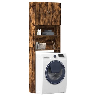 vidaXL - Wasmachinekast - 64x24x190 - cm - bewerkt - hout - gerookt - eikenkleurig