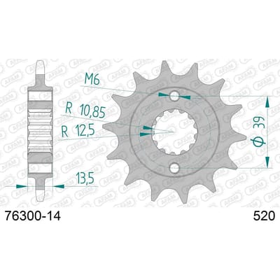 Stalen motortandwiel voor Afam 520 14 dents