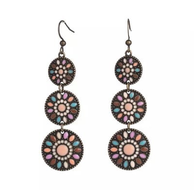 Jomide Oorhangers Vintage Boho Drop - 3 Rondjes - 1