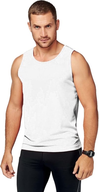 Sport singlet voor heren - Tanktop hemd - Wit - Herenkleding - Mouwloze t-shirts - sportkleding M
