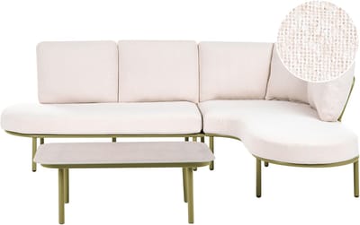 POLLINA - Tuinbank met salontafel - Groen/Lichtbeige - Aluminium
