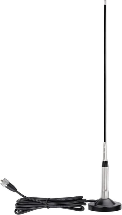 VHF UHF Antenne - Dual-band Antenne Radio - Mobiele Communicatie - Magneetvoet Montage - 43 cm - Zilver