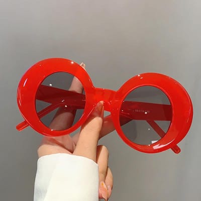 Y2K Oversized Luxe Design Ronde Zonnebril Bril Dames Voor Mannen Trend Zonnebril Punk Tweekleurige Glazen Klassieke Ovalen Bril