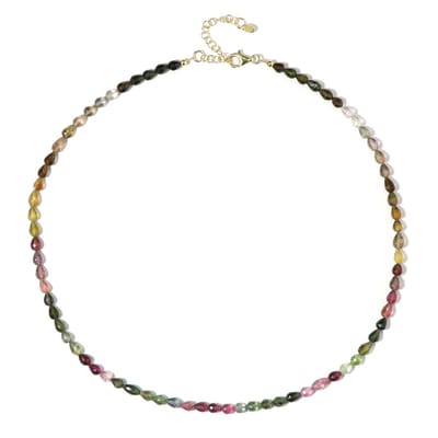 Cavill - Zilveren Halsketting - 925 Sterling Zilver Verguld - Nigeriaanse Toermalijn 51 243 Ct - Verstelbaar 45-50 cm - Gefacetteerde Fancy Kraal