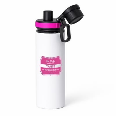 Hacebo® - De beste tante waterfles met draaidop roze - Tante - een tante - verjaardagscadeau - verjaardag - cadeau voor tante - cadeau - kado - geschenk - gift - tante artikelen - water fles - 850ML