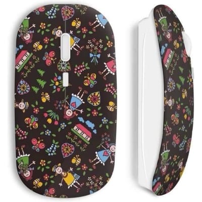 Souris sans fil - Fleurs poupée - Noir - USB - Compatible Mac et PC - WiFi