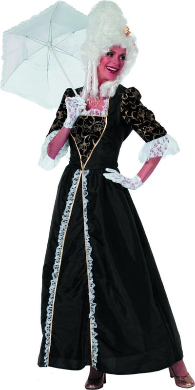 Wilbers & Wilbers - Middeleeuwen & Renaissance Kostuum - Markiezin Magistral Taft - Vrouw - Zwart - Maat 36 - Carnavalskleding - Verkleedkleding