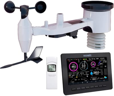 Weerstation Draasloos Binnen/Buiten - Weerstation - TFT Kleurenscherm - Draadloze WiFi Verbinding - 7-in-1 Sensor - Voor Thuisgebruik