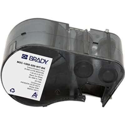 Brady M5C-1500-595-WT-BK tape vinyl zwart op wit | 38,1 mm x 7,62 mm (origineel)